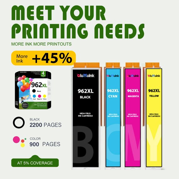 962 Ink Cartridges Compatible for 962XL Ink Cartridge Combo Pack OfficeJet Pro 9010 9010e Printer