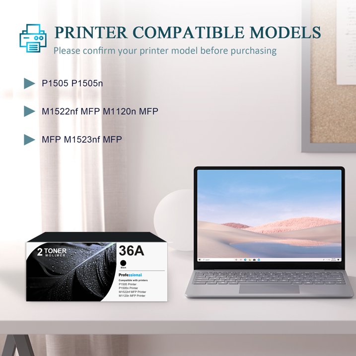36A CB436A Toner Cartridge Compatible for 36A CB436A Toner Cartridge P1505 M1120 Printer (2 Pack)