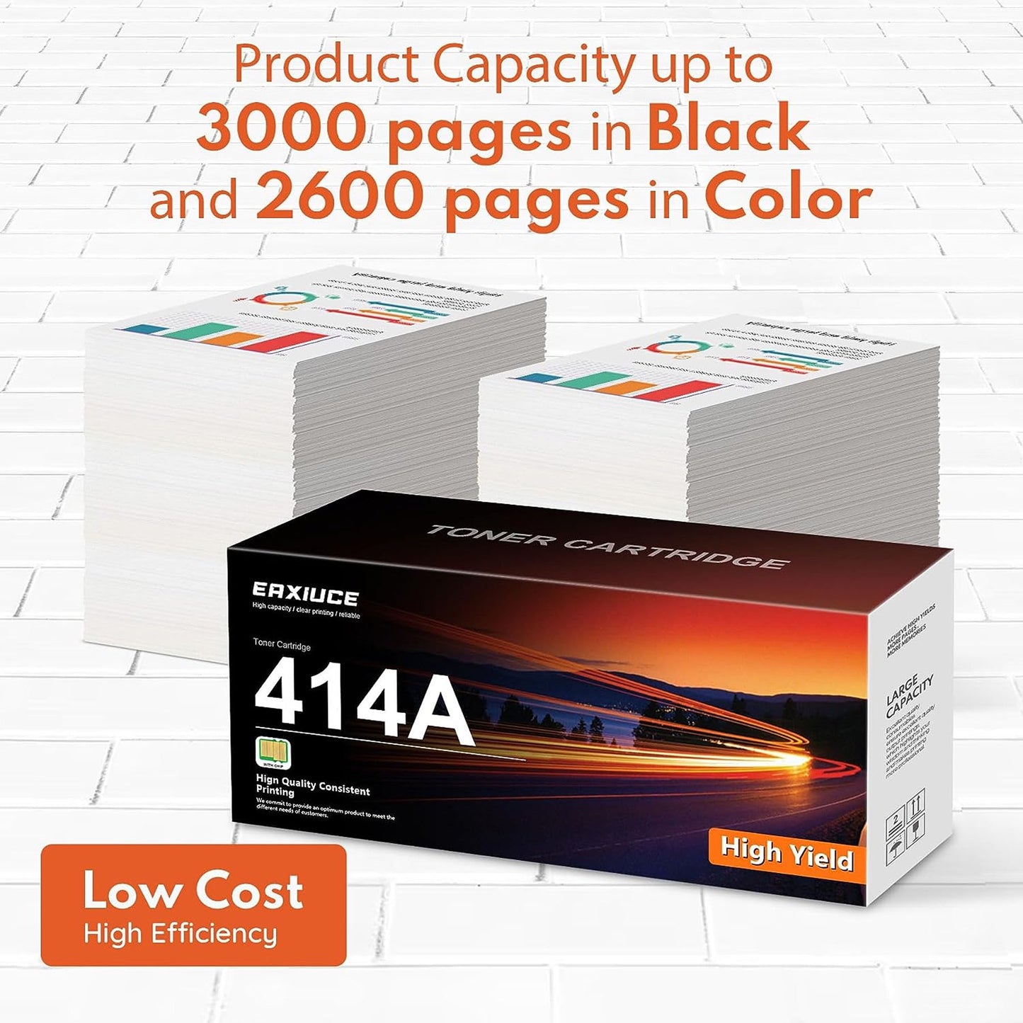 414A Toner Cartridge 5-Pack (with Chip) Compatible for 414A Color Pro MFP M479fdw, MFP M454dw M479fdn, MFP M454dn M480f - W2020A (BK/C/M/Y)