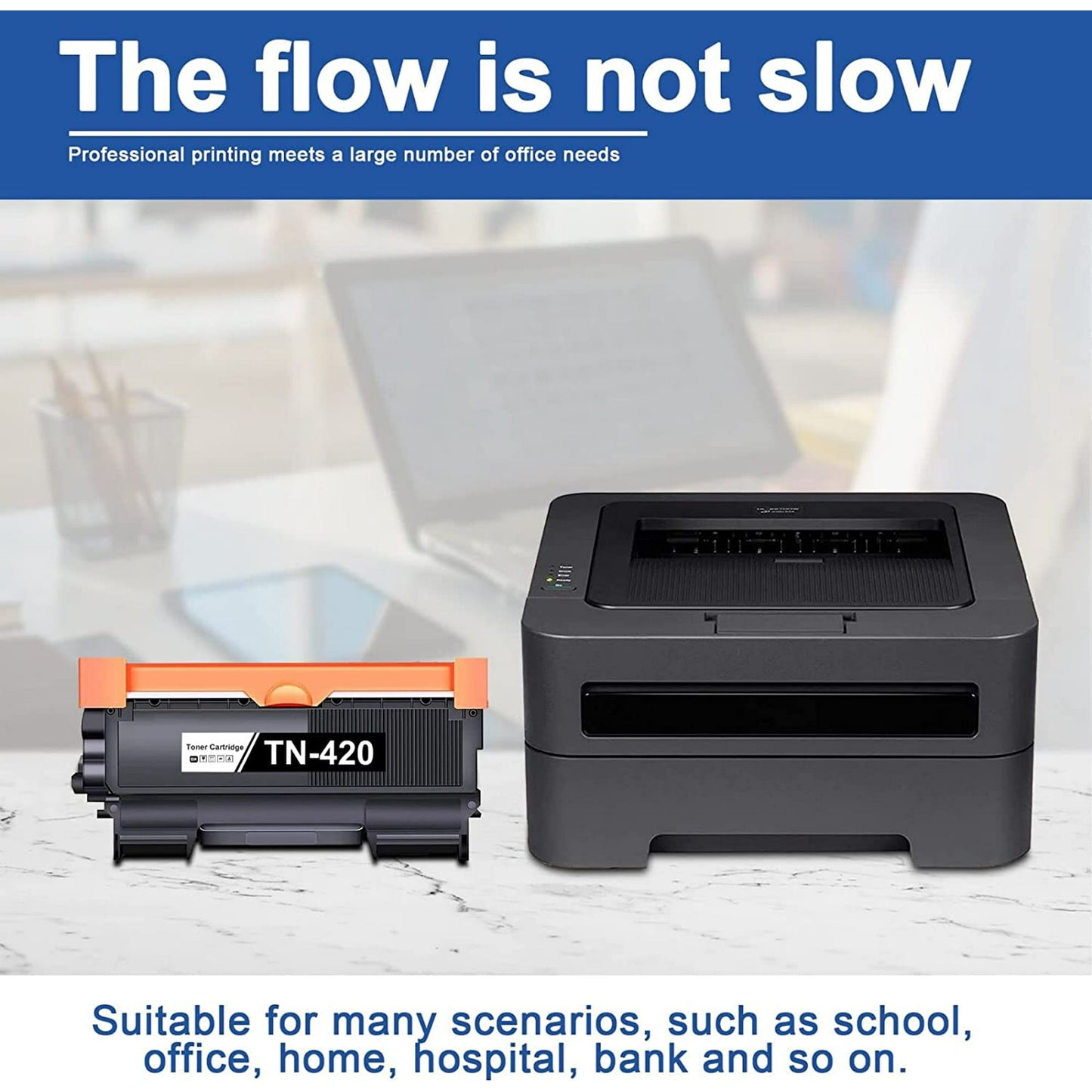 TN420 TN-420 High Yield Toner Cartridge Compatible for Brother TN 420 Toner Cartridge for Brother MFC-7240 MFC-7860DW HL-2230 HL-2240 Printer 1 Black