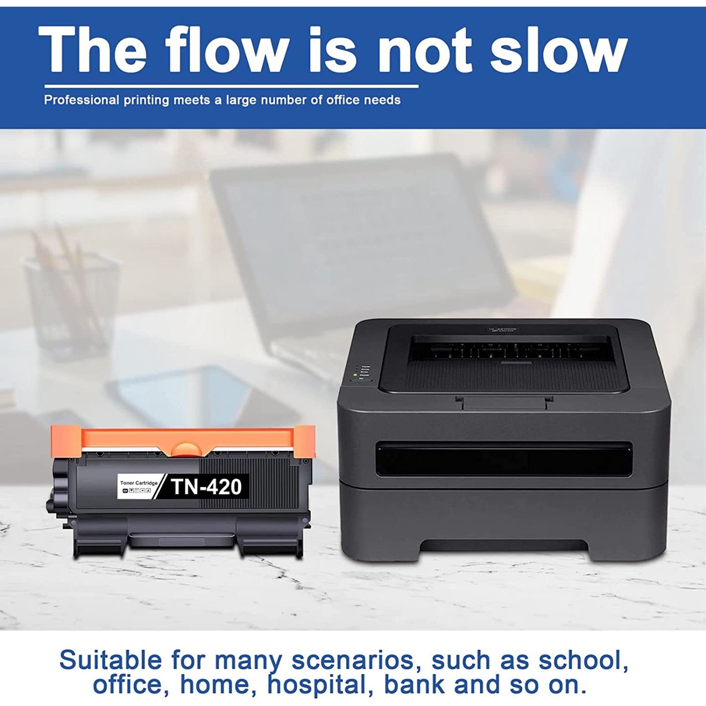 TN420 TN-420 High Yield Toner Cartridge Compatible for Brother TN 420 Toner Cartridge for Brother MFC-7240 MFC-7860DW HL-2230 HL-2240 Printer 1 Black