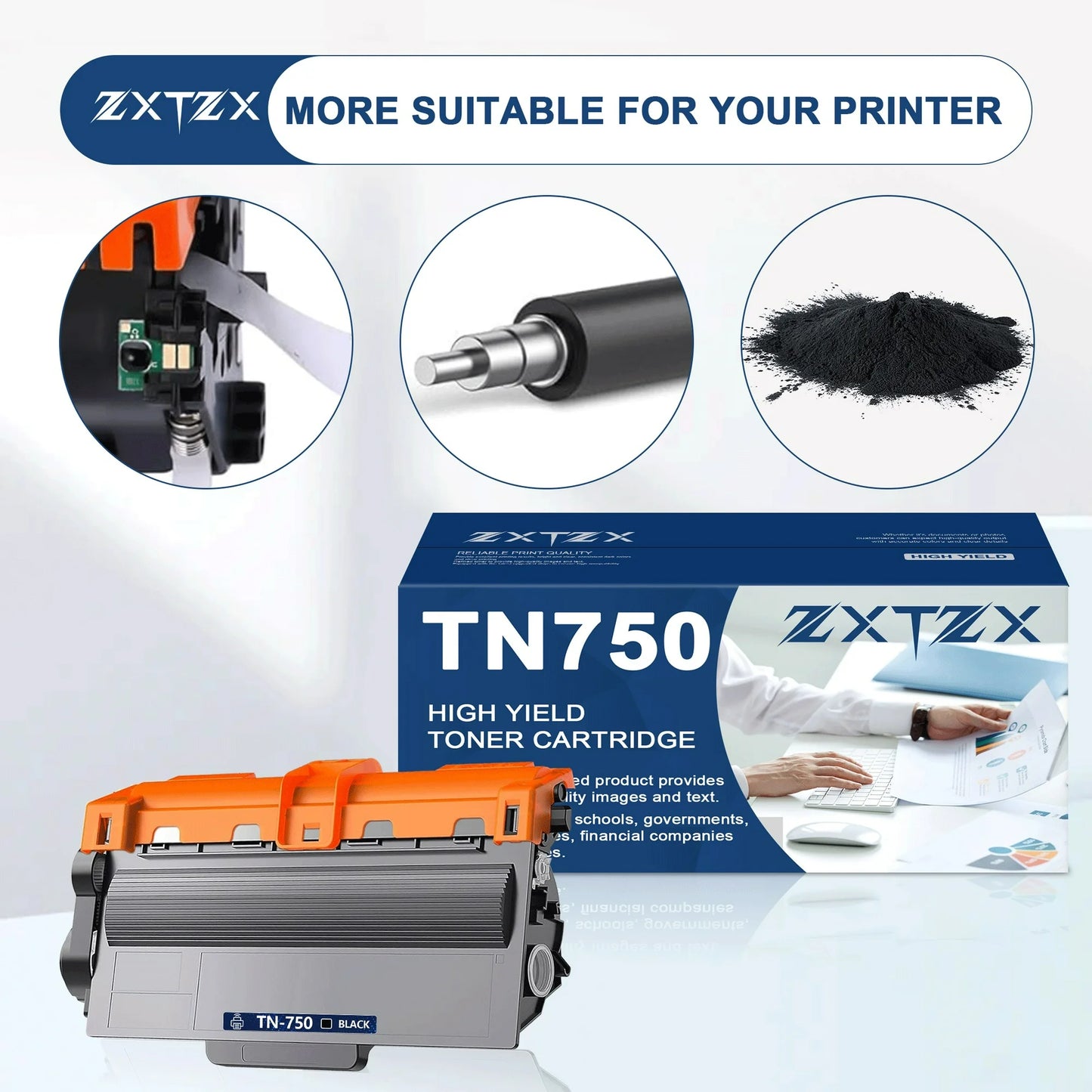 TN750 Toner Compatible for Brother TN750 Black Toner Cartridges Printer