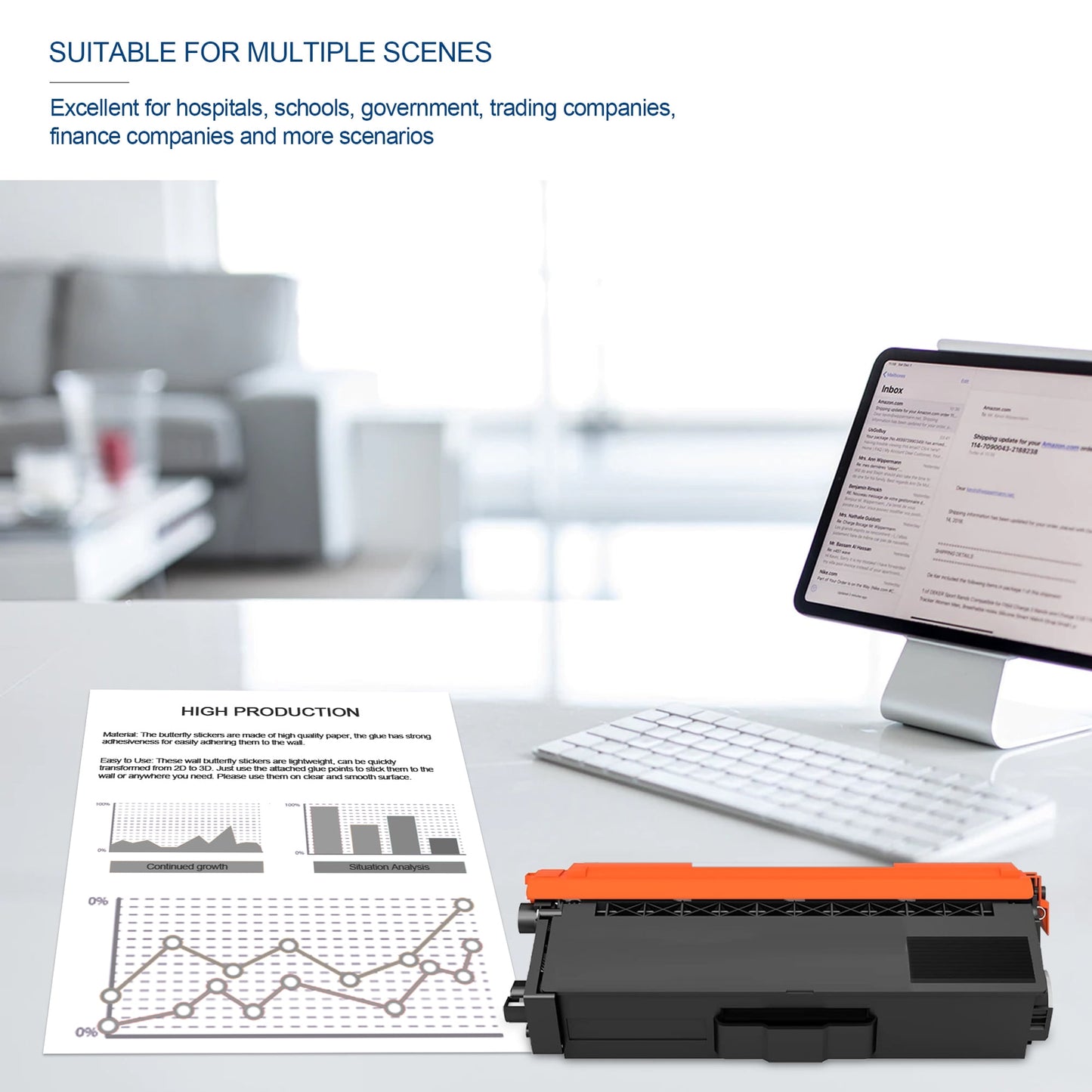 1 Pack TN433 Black High Yield Toner Cartridge TN-433 Compatible Compatible for Brother HL-L8260CDW L8360CDW MFC-L8900CDW L9570CDW Printer