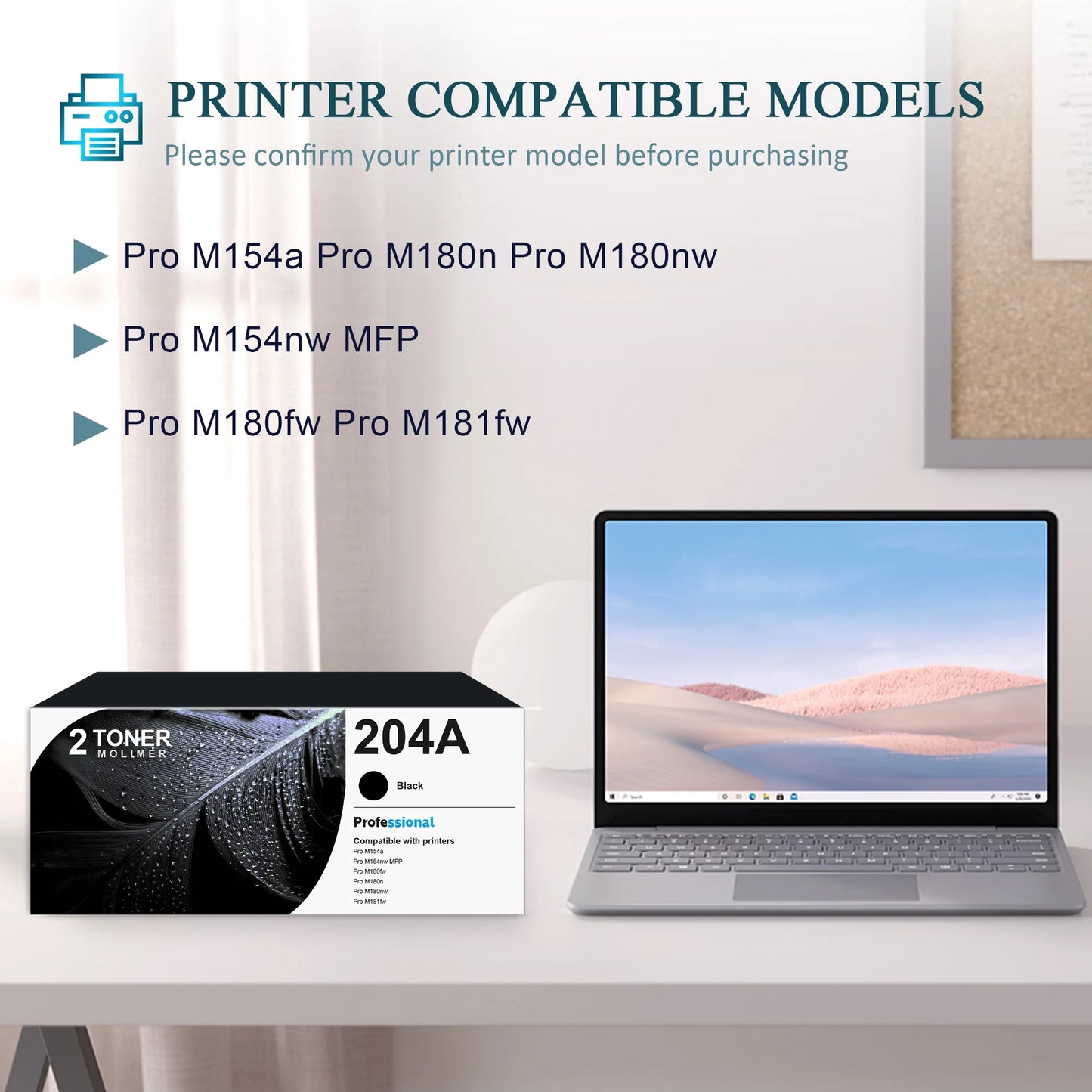 204A | CF510A Toner Cartridge Compatible for Pro M154a Printer, 2 Pack