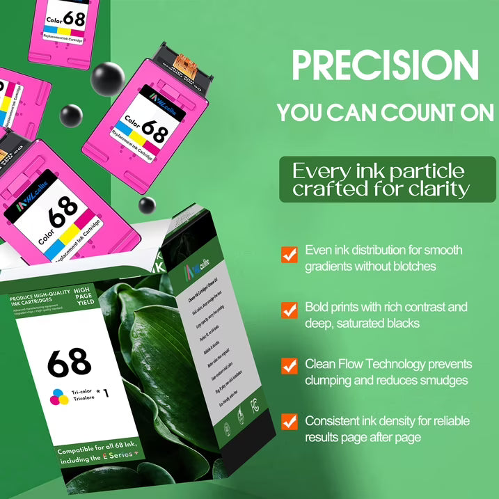 68 Ink Cartridge Compatible for 68 Ink Cartridge for Envy 6100e 6500e Series (1 Tri-Color)