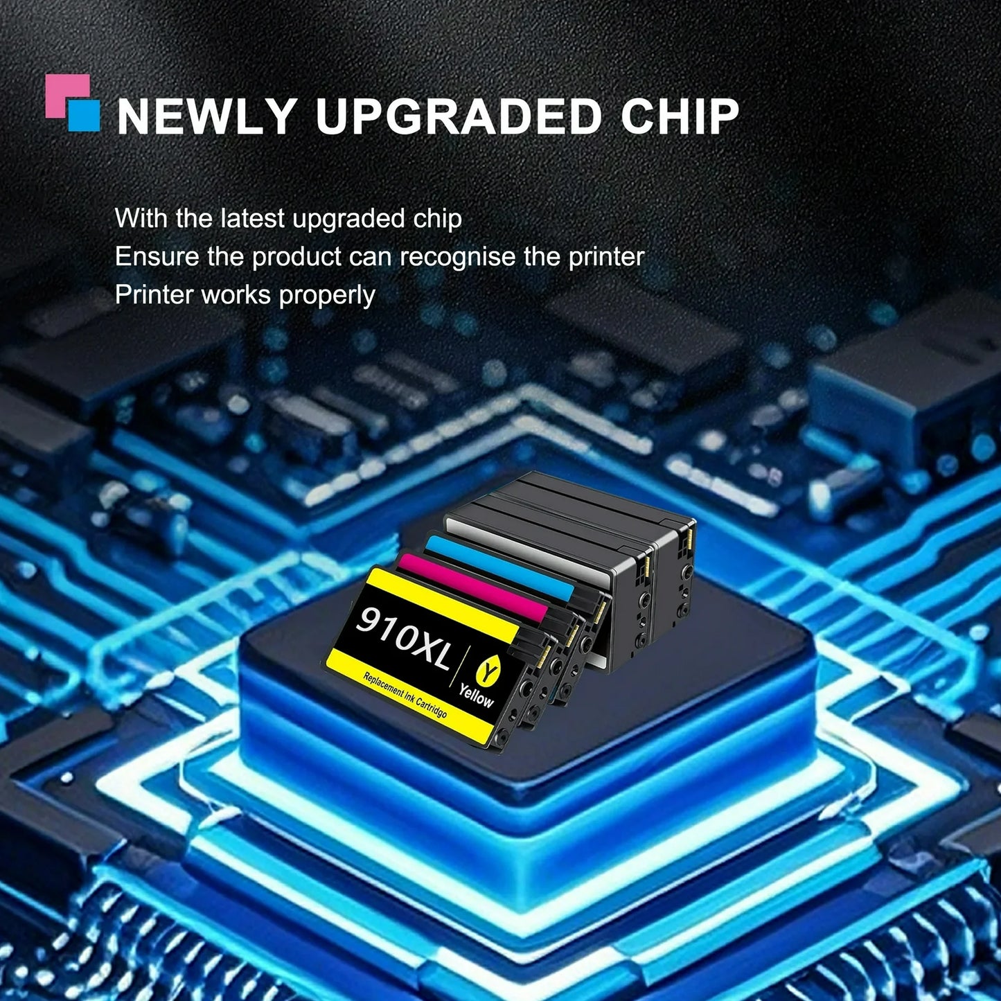 910 Ink Cartridge Compatible for HP 910 910XL Ink Cartridges for OfficeJet Pro 8020 8025(Black Cyan Magenta Yellow)