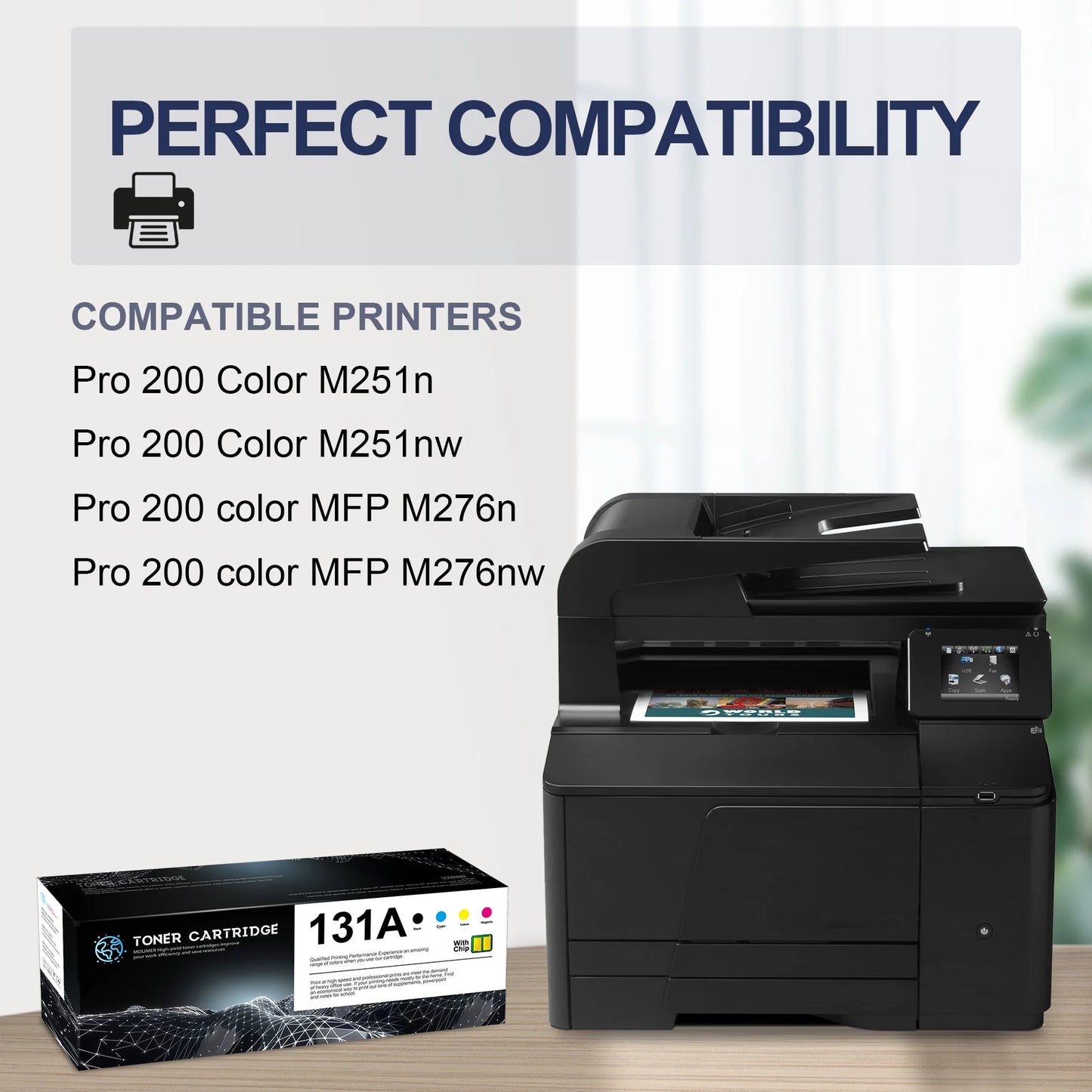 131A Toner With Chip Compatible for 131A CF210A Toner Cartridges for M276nw Printer (5 Pack）