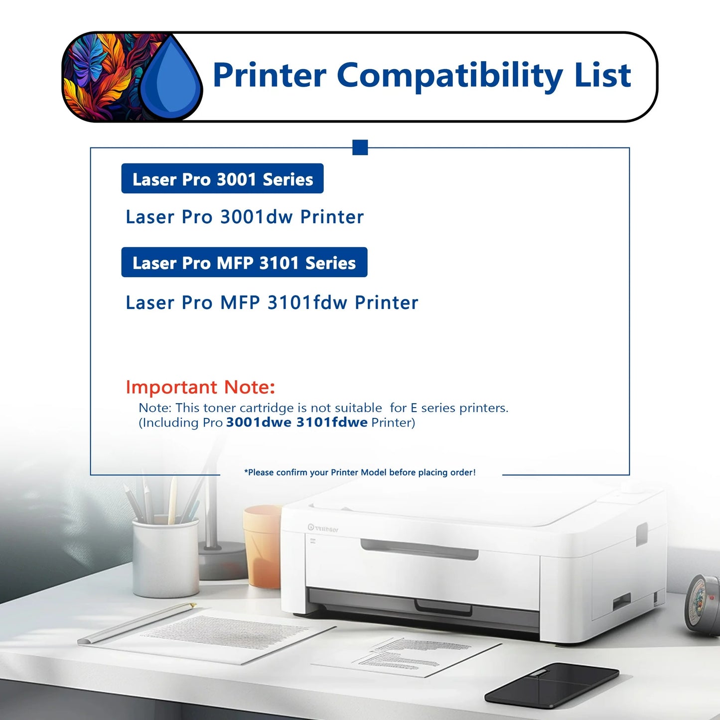 138X Toner Cartridge 1 Pack Compatible for 138X W1380X Black Toner Cartridges for Laser Pro 3001, MFP 3101 Series Printers