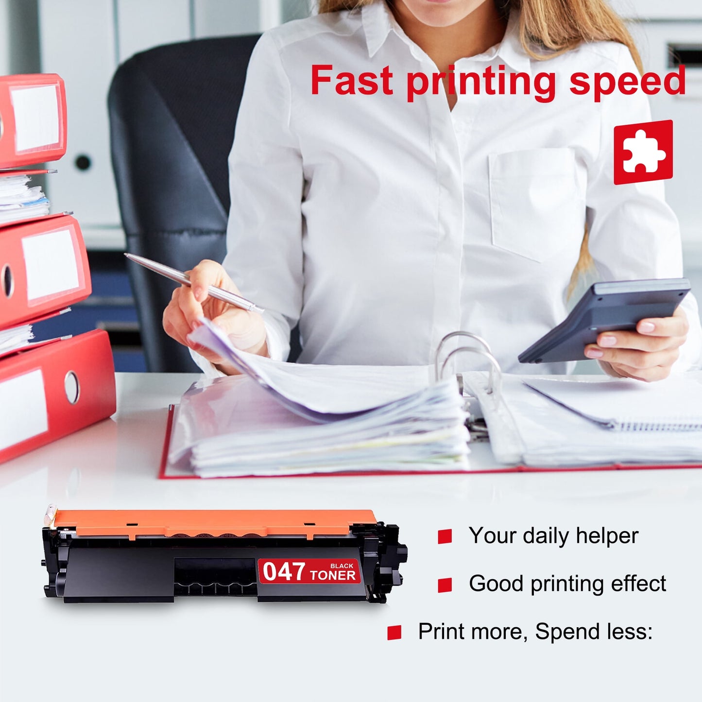 047 2164C001AA Toner Cartridge Black 1-Pack Replacement for Canon 047 ImageCLASS MF113W LBP113W MF110/LBP110 Series Printer