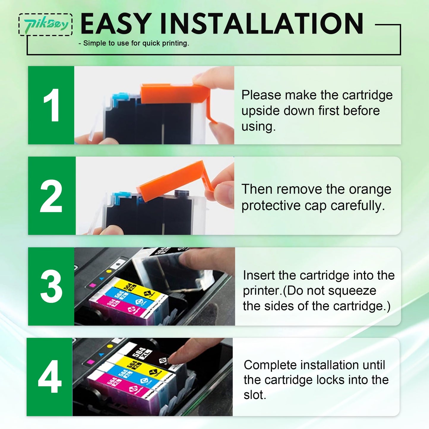 564XL Ink Cartridges 5-Pack (2Black/1Cyan/1Magenta/1Yellow) Compatible for HP 564 Ink Cartridges Work with DeskJet 3520 OfficeJet 4622 Printers