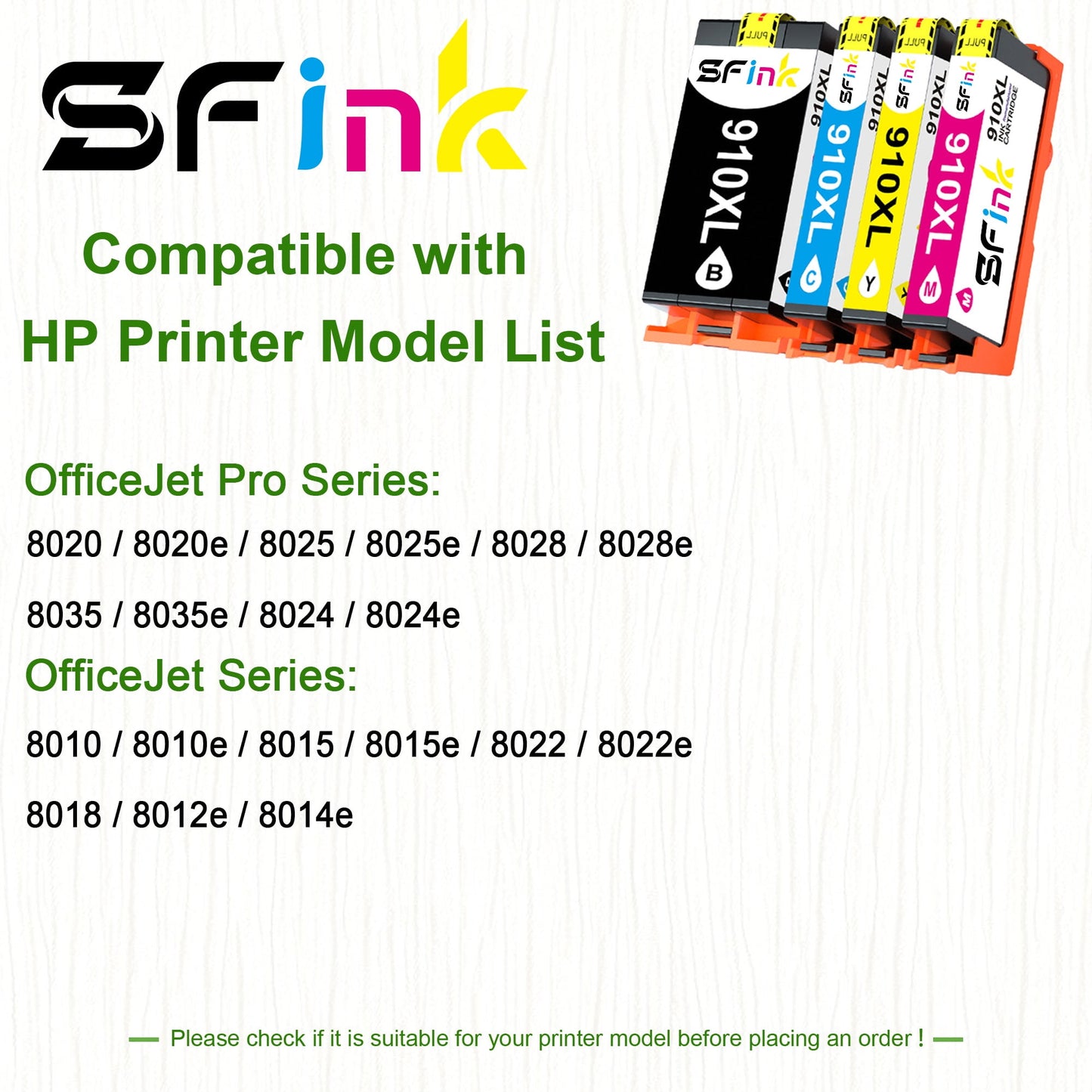 910 XL 910XL Ink Cartridges Combo Pack Compatible for HP 910 Ink Cartridges Work for OfficeJet 8022e OfficeJet Pro 8020 8025e Printers (4-Pack)