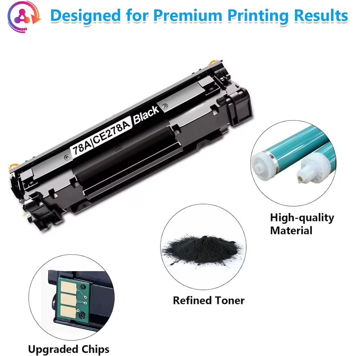 78A Black Toner Cartridges Pack of 2 CE278D Compatible for 78A Toner with Pro P1606dn P1606 P1566 P1560; M1536dnf M1537dnf M1538dnf M1530 MFP Printer (with Chip 2-Pack)