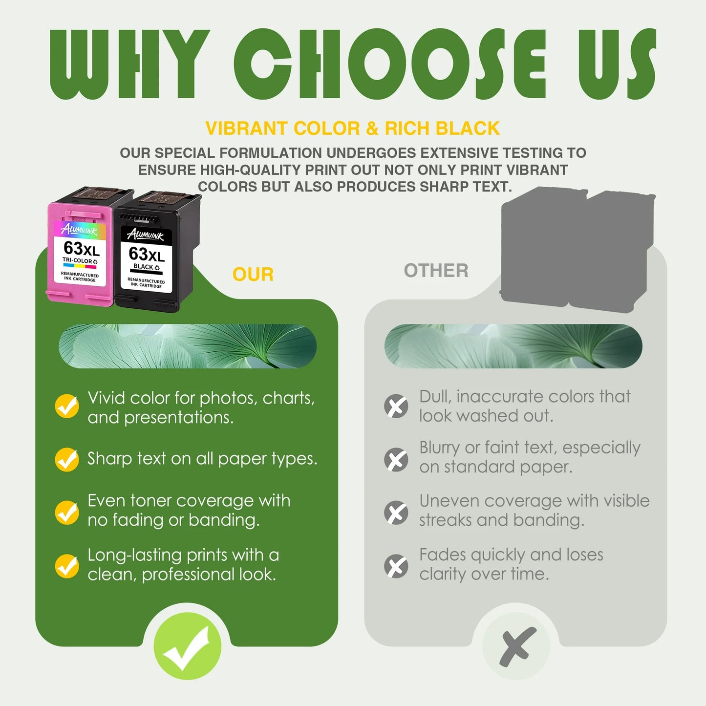 63XL 63 Ink Cartridges Compatible for HP 63XL Ink Cartridge 5255 4512 Printer Ink 2-Pack