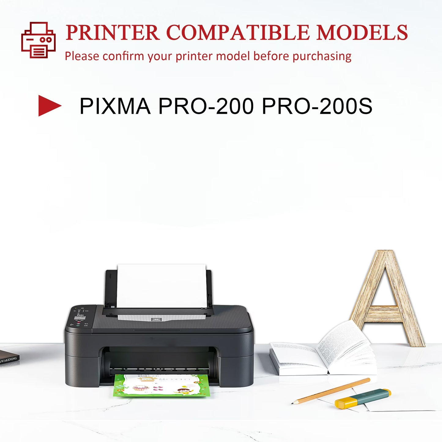 CLI-65 Ink Tank Compatible for Canon CLI 65 Ink PIXMA Tank PRO-200S Printer 8 Pack (1BK, 1C, 1M, 1Y, 1PM, 1PC, 1GY, 1LGY)
