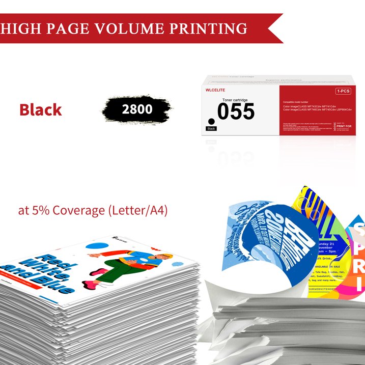 CRG 055 Toner Cartridge Compatible for Canon 055 Toner Cartridges Black for MF743Cdw MF741Cdw Printer