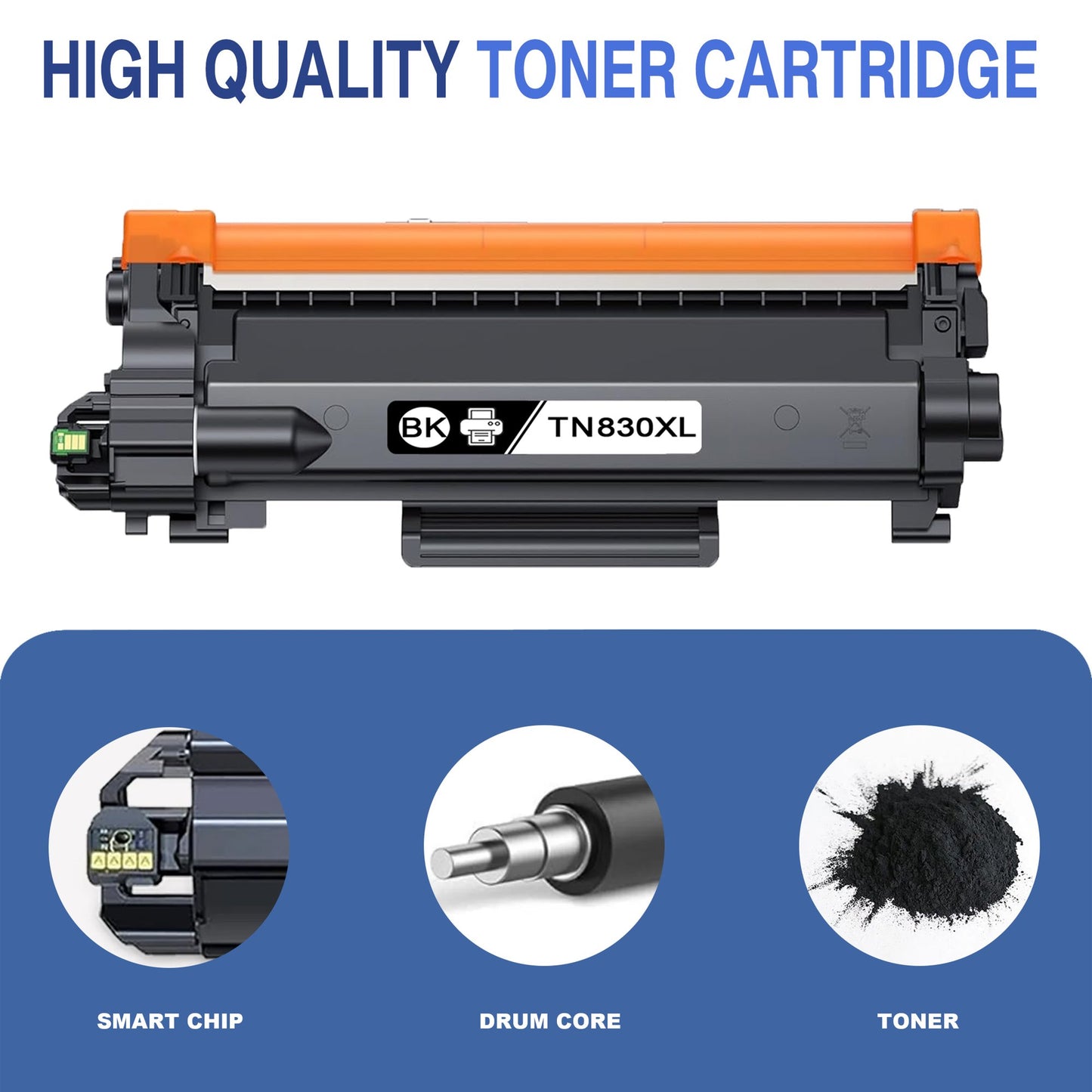 TN830xl TN-830 Toner Cartridge Compatibles for Brother TN 830xl Compatibles for HL-L2465DW MFC-L2760DW Series Printers 2 Pack Black